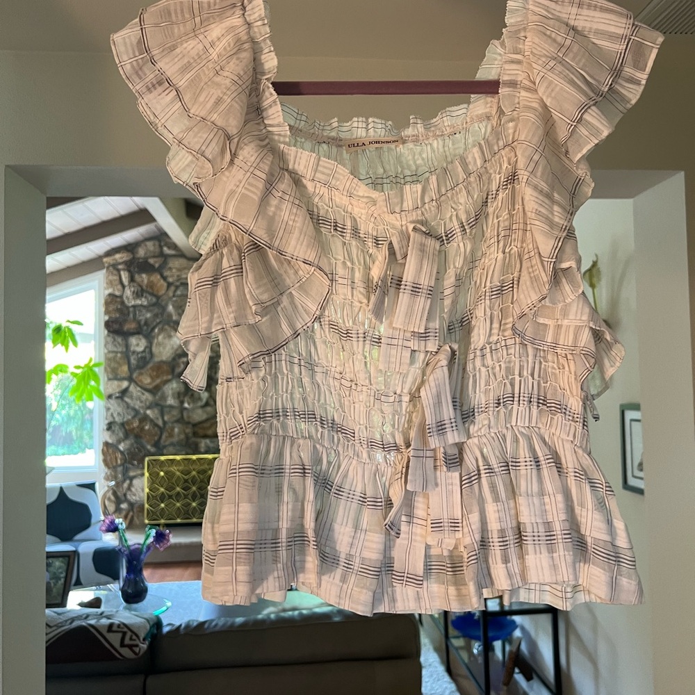 Plaid Ruffle Sleeve Top